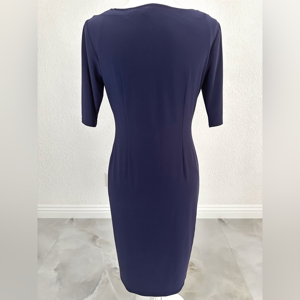 Jones New York Blue Ruched Wrap Midi Dress - Picture 6 of 7